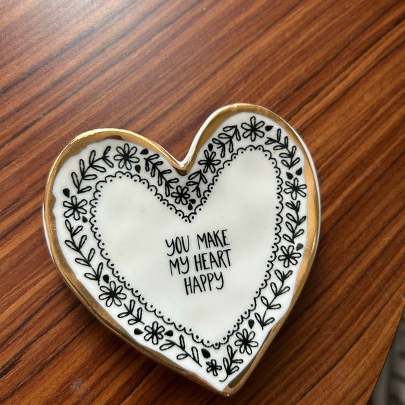 ☀️3/$25 Natural Life you make my heart happy Trinket Dish Boho Home - Picture 1 of 3